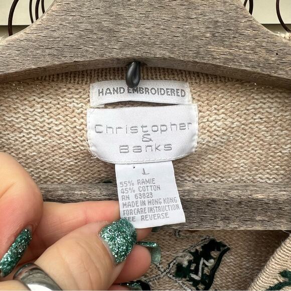 90s Christmas Americana poinsettia fair isle quilt square snowflake sweater vest - Picture 4 of 5